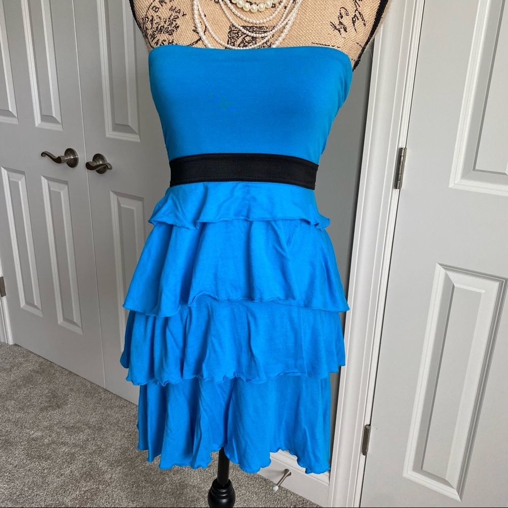 Bright blue layer dress by Express